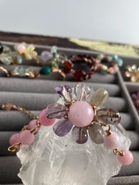 Image 2 of Morganite Rutilated Quartz Flower Charm bracelet | Love and Compassion