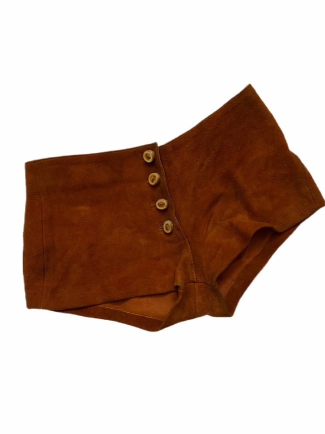 late 60s  handcrafted hippie suede leather hot pant shorts