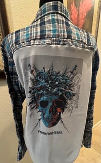 Vintage Gray/Blue/White Flannel Shirt Foo Fighters