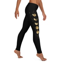 Image 1 of Black and Gold Lunar Inspired Celestial Leggings