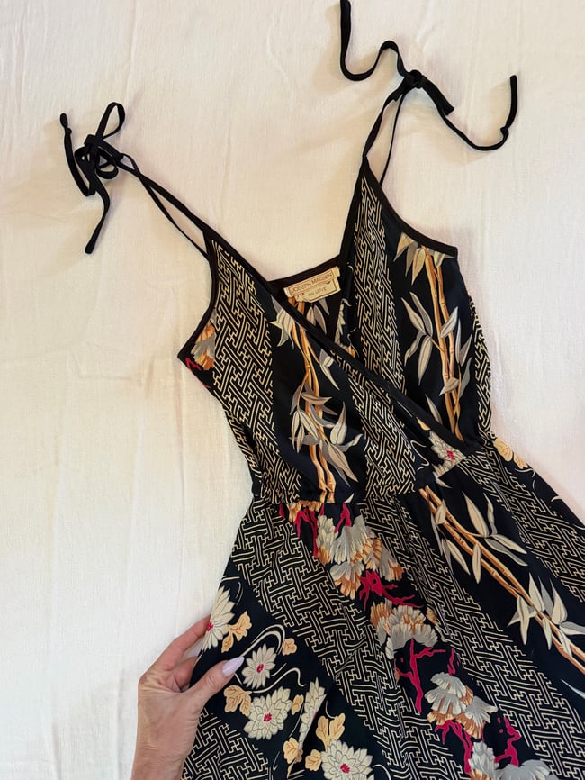 70s bamboo ahoulder tie dress 