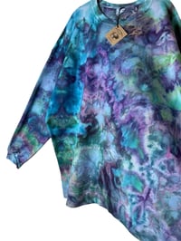 Image 7 of 4XL Unisex Ring Spun Cotton Blend Crew Sweatshirt in Mermaid Watercolor Ice Dye