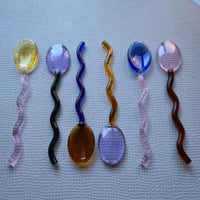 Image 3 of Multicolored Wavy Glass Spoon 
