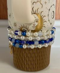 Image 2 of Cream & Blue Celestial Tumbler Bracelet Stack 