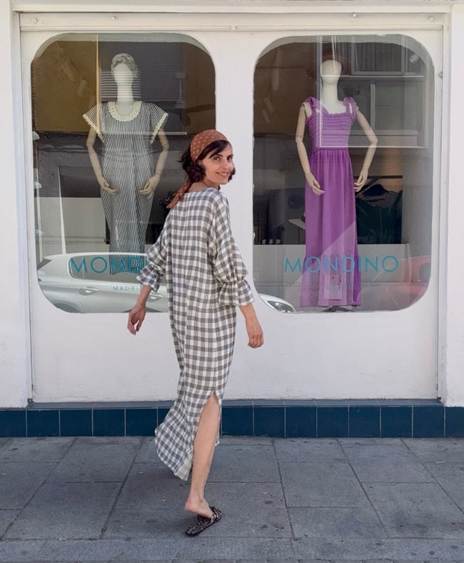 WHITE AND BLACK CHECKS KAFTAN