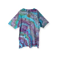 Image 1 of XL Adult Combed Cotton Tee in Water Lilies Agate Ice Dye