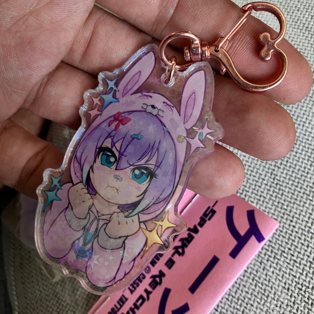 Bunnygirl acrylic sparkle keychain 