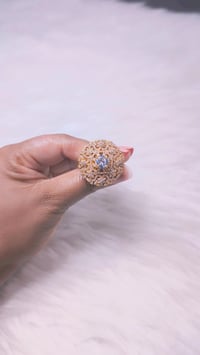 Image 3 of ADR45010_Gold Plated White Stone American Diamond Adjustable Ring