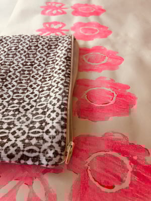 Image of coco linen reverse bag with vintage button