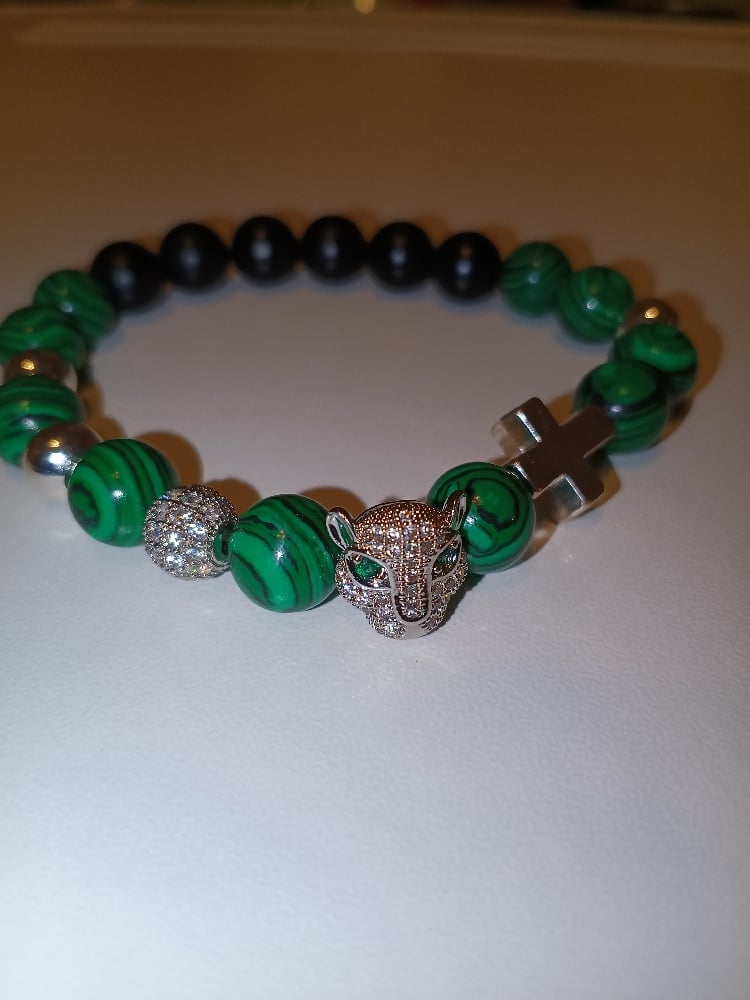 Image of Green Panther Cross Path Bracelet