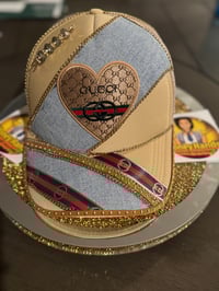 Image 1 of Gucci Inspired Tan Trucker Hat