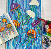 Image 3 of Dancing, Blooming Jellyfish Canvas Print