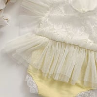 Image 2 of Newborn girls body-dress | Mila | yellow and ecru