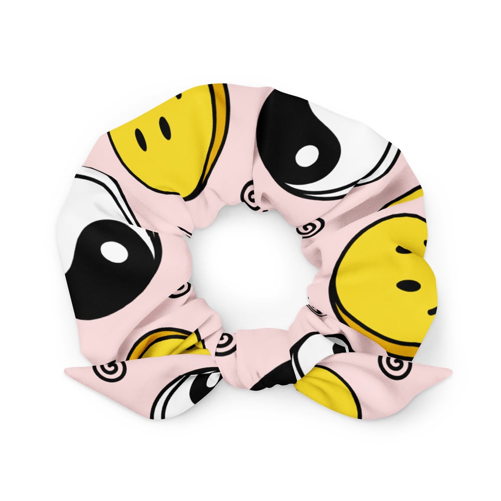 ZEN EXP - Yin-Yang Smiley Face Recycled Scrunchie