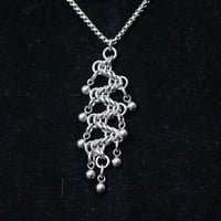Image 1 of Stainless steel dainty zigzag pendant with ball bearing charms on chain 