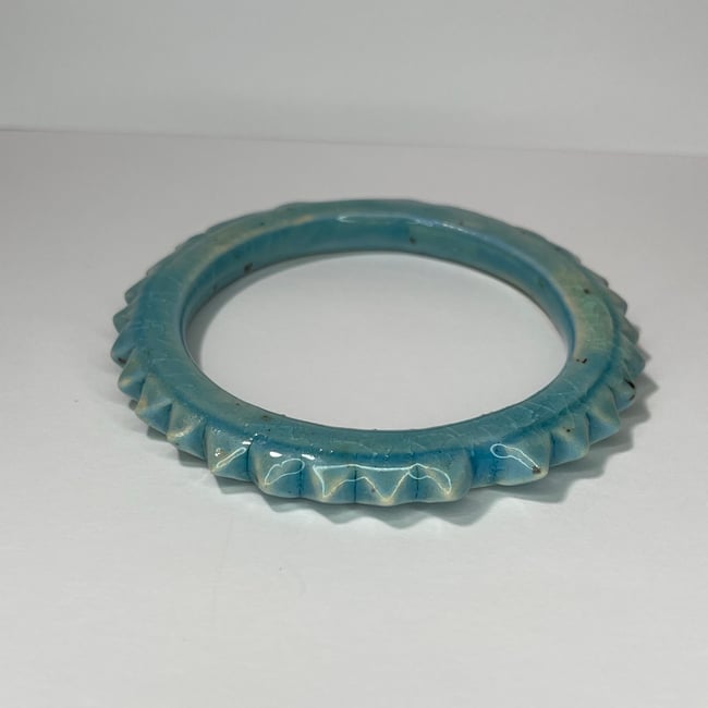 Blue Crackle Stud Bracelet - 7.75 in Inner Diameter