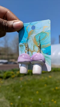 Image 1 of Lavender Ice Cream Mushroom Dangles 