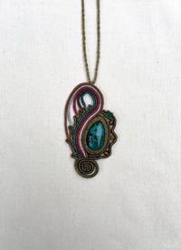 Image 1 of Macrame necklace with chrysocolla and tigers eye beads 