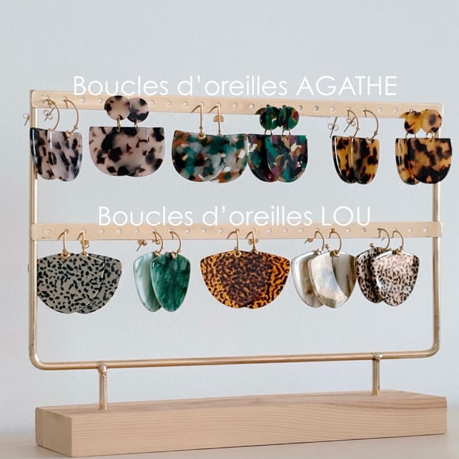 AGATHE  | Boucles d'oreilles en acétate motif écaille de tortue
