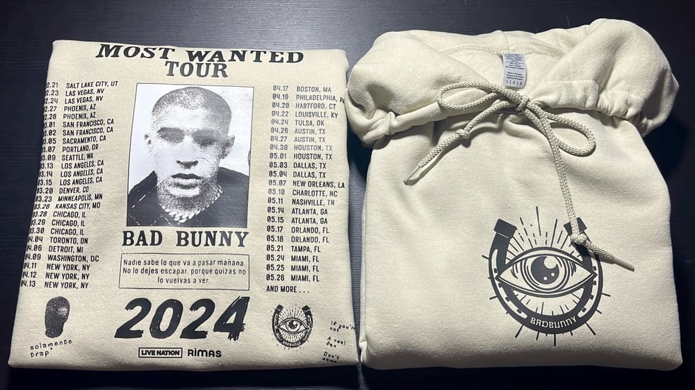 Image of MOST WANTED TOUR HOODIE TAN & BLACK 