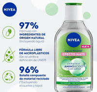 Image 2 of Agua Micelar Nivea Efecto Mate AminoAcido Algas Marinas 400 Ml