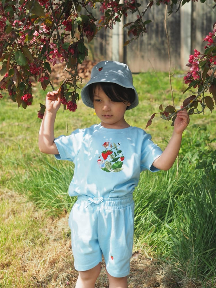 Image of The Strawberry Patch Gnomes - Tee & Short Set Baby Blue