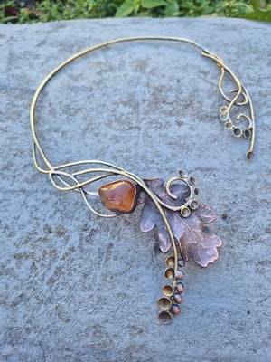 Oak leaf and carnelian necklace 