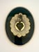 Image of Sacred Heart Oval Black/Gold leaf 20cm