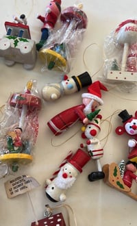 Image 2 of Vintage lot wood Christmas ornaments 