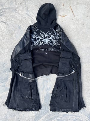 Image of MORTEM DENIM LEATHER HOODIE