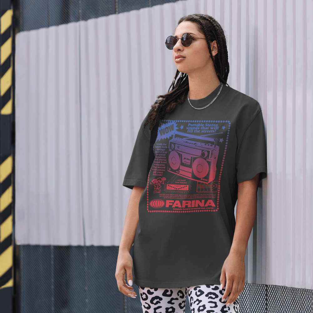 Mark Farina Oversized Mulit-colored Boombox Faded Unisex T-Shirt