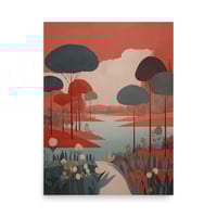 Image 1 of Red and Green Folk Landscape