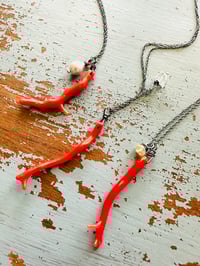 Image 12 of Aphrodite . natural italian coral and herkimer diamond necklace