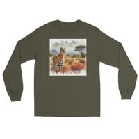 Image 4 of  Standing African Serval Landscape Long Sleeve TShirt