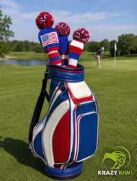 Image 3 of USA United States of America flag 4th July Independance day Custom Golf Club Cover Handknit red w...
