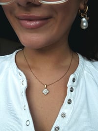 Image 3 of Pearl Clover Initial Necklace