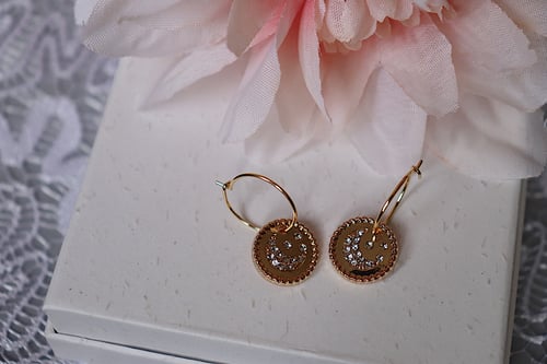 Image of Sparkly Moon Dainty Hoops