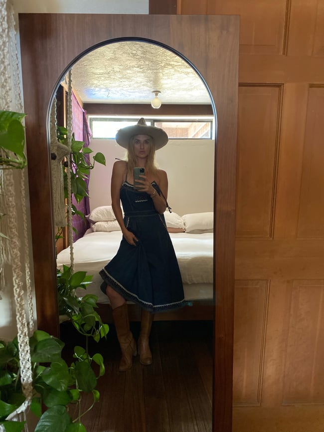 70s deadstock Gunne Sax denim prairie dress