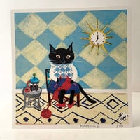 Image 1 of Small square art print -knitting 