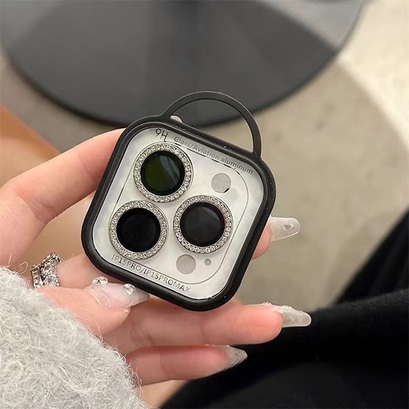 Image of 3-2Pcs Luxury Diamond Camera Protector For IPhone 17 16 15 14 13 Pro Max Plus Glitter Ring Lens Glas