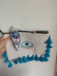 Image 1 of Evil eye protection silver bead bag and dream catcher headband