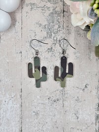 Image 4 of Army Print Cactus Earrings (small)