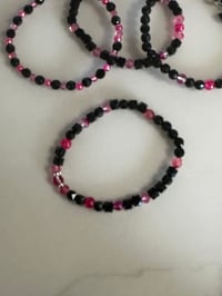 Image 5 of Black & Pink Tumbler Bracelet Stack