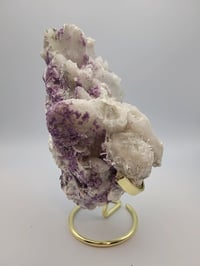 Image 3 of 2lb Candle Quartz Calcite Purple Fluorite Crystal Specimen with Stand