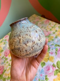 Image 4 of blue and yellow speckled vase