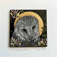 Image 3 of Honeysuckle Owl ~ Framed Mini Original