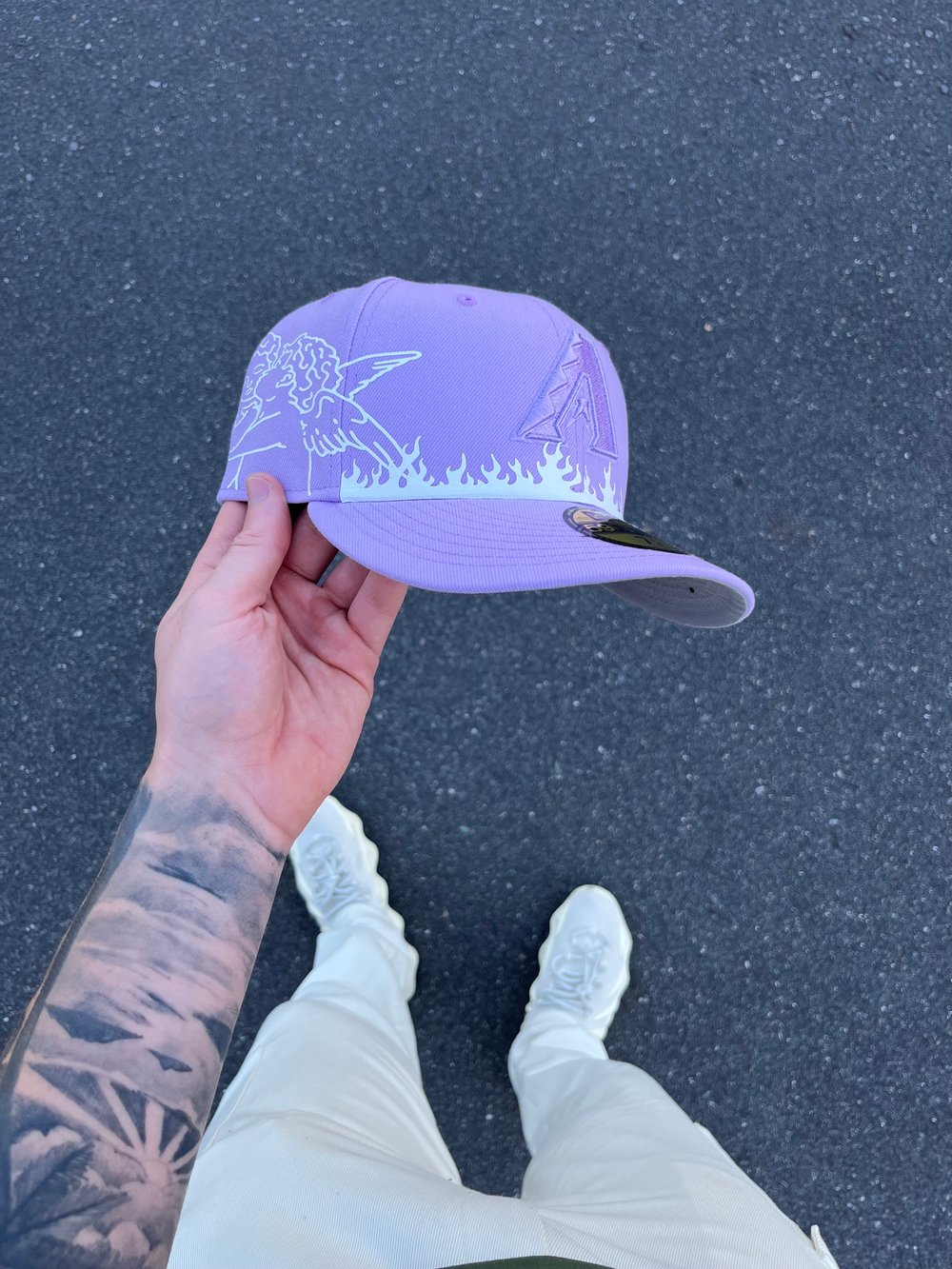 Image of LAVENDER TONAL ANGELIC FLAME ARIZONA DIAMONDBACKS CUSTOM FITTED CAPS !