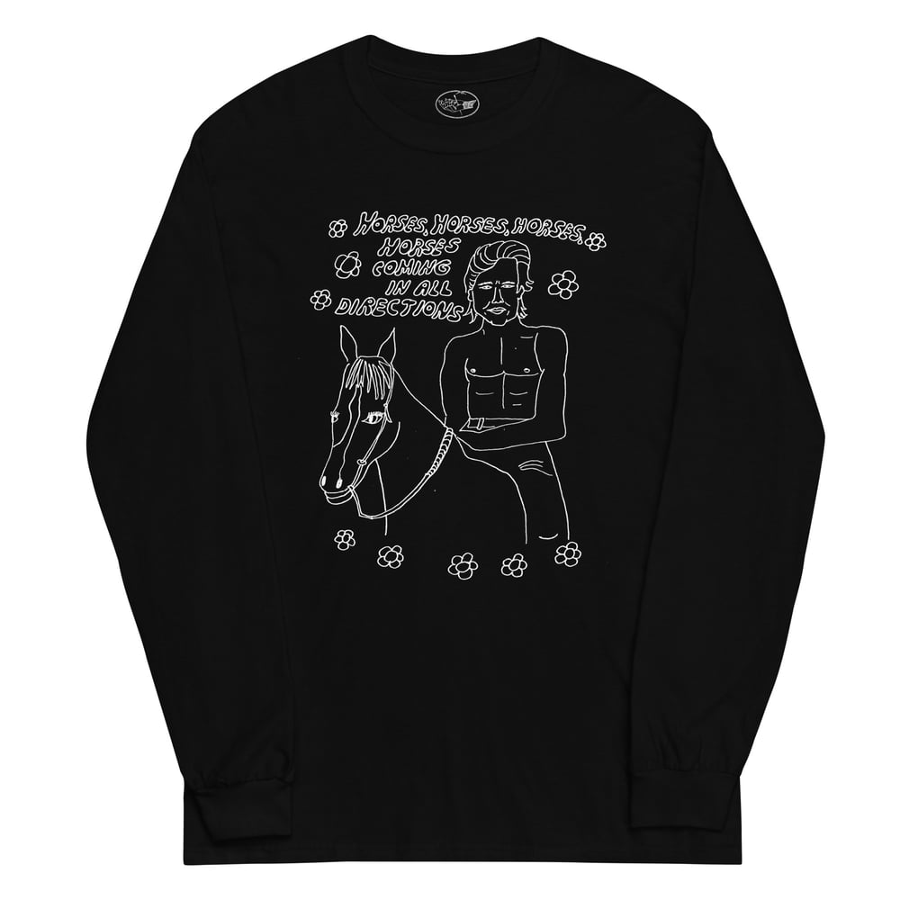 Image of Horses Printed Black Long Sleeve