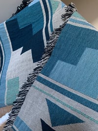 Image 2 of Blue Weaving Cotton Blanket