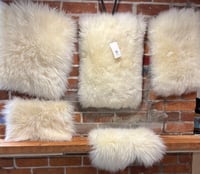Image 5 of Sheepskin WHITE Wool Leather Shearling Pieces in Rectangle Natural Shapes